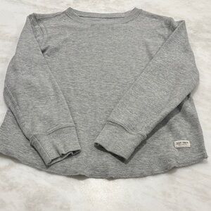 GAP Gray Crew Neck Long Sleeve Waffle Top